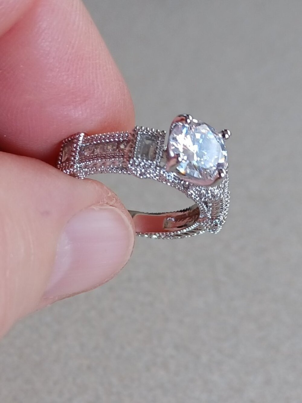 Size 7 Elegant Silver‑Plated Sapphire Ring